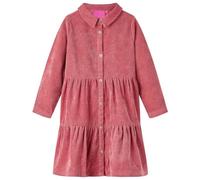 Robe en velours côtelé pour fille - Manches longues - Col Peter Pan, détail ruffle - Vieille rose - Taille (année - Année) - Bouton à l'avant - Mélange de coton polyester durable pour le printemps et