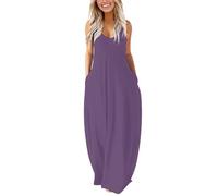 Robe en viscose pour femme - La jupe longue en patchwork solide pour femme avec col rond et manches longues est tendance et confortable - Robe pour femme bordeaux, lilas, XL