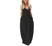 Robe en viscose pour femme - La jupe longue en patchwork solide pour femme avec col rond et manches longues est tendance et confortable - Robe pour femme bordeaux, Noir , M