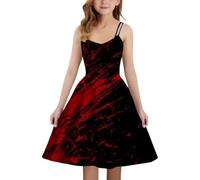 Robe enchanteresse pour Filles, ornée d'un imprimé Gothique de Taches de Sang et d'une Robe de soirée médiévale à Bretelles, idéale pour Les Petites Filles Qui Font la tournée des Bonbons.