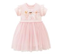 Robe Enfant Fille été Dentelle Manches Courtes Coupe A Line Volant pour 2-7 Ans Tenue décontractée Swing(4-5 Years)
