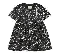 Robe Enfant FilleRobe d'été pour Fillette à Manches Courtes avec Impression animée de Dinosaure pour Plage et Occasions spéciales (Black, 4-5 Years)