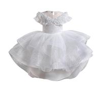 Robe Enfant FilleRobe en Maille pour Fillette élégante et Confortable pour Occasions spéciales et Quotidiennes avec Design Moderne et Coupe Flatteuse pour Jeunes Filles (White, 18-24 Months)