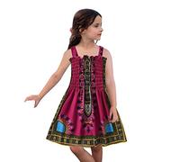 Robe Enfant FilleRobe Princesse Africaine pour Fille Style Traditionnel Ankara Élégante sans Manches Bretelles Enfant Bas Âge Cérémonie (18 Months)