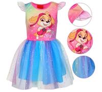 sarcia.eu Pat' Patrouille Skye Robe colorée avec Tulle à Manches Courtes, Robe pour Fille 5-6 Ans