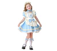 Robe EnfantRobe de Fête pour Fille avec Imprimé Floral Ensemble Élégant incluant Bandeau Tablier et Accessoires pour Occasions Spéciales en Extérieur de 3 à 12 Ans (Sky Blue, 7-8Years)