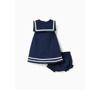 Robe Et Bloomer En Piqué De Coton Bleu Foncé 0/1M(50/54)