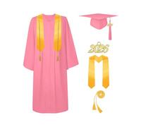 Robe et chapeau de remise de diplôme, costume unisexe mat 2026 | Costume de remise de diplôme bleu foncé/noir | pour lycée, baccalauréat, étudiants, hommes et femmes