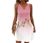 Robe Ete Femme, Chic, Curvy Générique Elegant Imprimé Mode Sortie Ample Légère Large sans Manche hic Fluide Plage Printemps Decontractée Vetement Femme Robe Ete,XXL