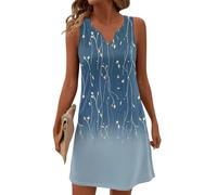 Robe Ete Femme, Chic Et Elegant, Chic Curvy Printemps Ample Légère sans Manche Générique luide Decontractée Plage Mode Imprimé Sortie Elegant Large Vetement Femme Robe Ete,S