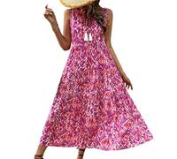 Robe Ete Femme en Lin Ample Plage Fluide D pour Mi Longue Evasee Coton Robes Trapèze Chic Tunique Curvy Femmes Été D'été Longues Gaze De Kaki Légère Chemise Grande Taille Boheme XL