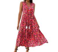 Robe Ete Femme Mi Longue Fluide Midi Trapeze en Coton Lin sans Manches Viscose D'Ete Long Droite Chic Tunique De Plage Gaze Grande Taille Kaki Été Mi-Longue Ample Manche Boheme D pour Robes XL