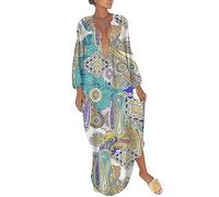 Robe Ete Femme Mi Longue Lin Robe Mi - Longue Femme éTé Imprimé Polka Dot Col en V Manches Courtes Robe éLasticité Casual Tunique Pin-Up Robe De SoiréE Chic Et Elegant Robe Longue Noire