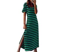 Robe Ete Femme Mi Longue Manche Courte Robe ete Femme élégante Vintage Jaune, Robe Bohème Chic, Robes Sexy de Cou de V, Genou Longueur,Robe Plissée Fluide Para Cocktail Casual Robe Gothique Femme