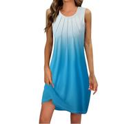 Robe Ete Femme, Robe Ete Femme Longue Mi Longue Fluide Robe Chic Et Elegant Fleurie Femme sans Manches Robe Boheme Col Rond Marque Femme Mes Commandes Pas Cher Robe Cyan L