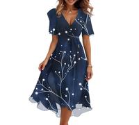 Robe Ete Femme, Robe Fluide, Decontractée Large Manche Courte Générique Sortie Imprimé Légère Ample Fluide Mode Printemps Plage hic Elegant Curvy Vetement Ete Femme,XXL
