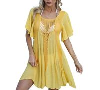 Robe Ete, ParéO De Plage pour Femme Bordure EuropéEnne Coutures TisséEs IrréGulièRes Jupe Ample Robe Beige