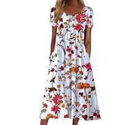 Robe Ete Sexy Col Rond Sans Manche Couleur Pure Sling T-Shirt Court de Plage Party Fête Casual Lâche Mini Dress Tunique Longue Boheme Chic
