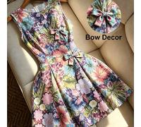 Robe évasée sans manches à imprimé floral d'été, convient pour le thé de l'après-midi dans un jardin français, les visites de musées d'art vintage, les pique-niques entre amis, les promenades sur les