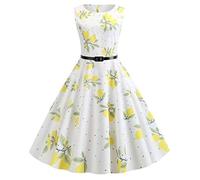 Robe F9UGH Demoiselle d'honneur des années 1950 Seeveess Print Soirée Cap Seeve O-Neck Rockabiy Party Dress Prom Swing Dress Vintage 38