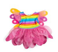 Robe de fée arc-en-ciel Bigjigs Toys (moyen) | robe rayée multicolore pour poupées douces | vêtements de poupée avec ailes de papillon | déguisement pour poupées chiffon | cadeau pour tout-petits