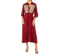 Robe femme à manches 3/4 larges et col mao LWDG30-Grenat XL
