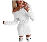 Robe Femme Automne Hiver, Robe Courte DéContractéE Femme, Pull Polaire Women Hiver Chaud, Tricot Col Roulé Manches Longues FêTe Classique Tunique Jumper Dress Moulante TricotéE