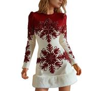 Robe Femme avec Paillettes Courtes Curvy Élégant Noël Robes Rouge Nouvel An Manches Courtes Robes Cérémonie Fête de Noël Robe Midi Carnaval Soirée