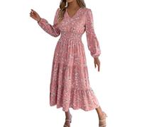 Robe Femme Chic Et Elegant Boheme Fluide Mi Longue De Plage Ete Tunique Lin Grande Taille en Trapeze Coton Gaze Été Champetre Chemise Qui Cache Le Ventre Tailleur