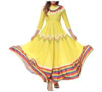 Robe Femme Chic Et Elegant Casual Tenues Élégante De Plage Invitée Mariage Robes Décontractées Pour Fluide Mi Longue Portefeuille Maxi Blanche Annee 50 Été Bohème Tenue Ceremonie Ado Tee Shirt Jaune L