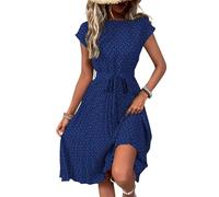 Robe Femme Chic Et Elegant Ceremonie Vetement Ete Tenues Élégante Plage Blanche Chic Robe Plage mi Longue Grande Taille Mes Commandes Passées3#Bleu foncéM