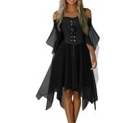 Robe Femme Chic Et Elegant Corset Gothique Hiver Deguisement Halloween Femme Citrouille Steampunk Sexy Robe De Soirée Manche Longue Classique Cartoon Jupe Infirmiere Rétro 2#Noir 3XL
