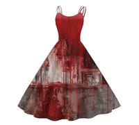 Robe Femme Chic Et Elegant Corset Horreur Automne Deguisement Halloween Femme Citrouille Ange Gothique Robe De Soiree a Line Populaire Cartoon Jupe Araignée À La Mode 2#Rojo Intenso M