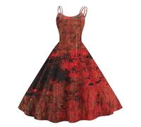 Robe Femme Chic Et Elegant Corset Pirate Automne Costume Halloween Femme Infirmiere Ange Sexy Robe De Soirée a Line Populaire Steampunk Jupe Citrouille À La Mode 2#Rojo Intenso S