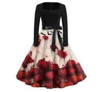 Robe Femme Chic Et Elegant Corset Sexy Automne Deguisement Halloween Femme Infirmiere Patchwork Gothique Robe De Soiree Manche Longue Populaire Ange Jupe Chauve Souris Simple 2#Rouge XXL 2025
