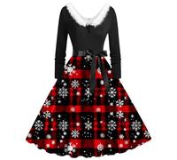 Robe Femme Chic Et Elegant De Soiree Glamour Manches Longues Noel Grande Taille Deguisement Mere Hiver Mi Longue Velours Déguisement Tenue Annee 50 Empire Soirée Sexy Costume Cocktail Pull Noël,M