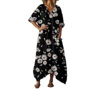 Robe Femme Chic Et Elegant D'été Fluide De Ceremonie Mariée Ete Women's Solid Color Backless Cami Dress Empire Bohème Fond Longue pour Noire Legere Été Princesse Col V Plage D-Le Noir XXL