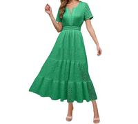 Robe Femme Chic et Elegant élégante Sexy Robes Courte D'été Cou Rond sans Manches Imprimé Floral Bohème Grande Taille Pas Cher Mode Rétro Mini Jupe De Plage Tendance Robe HabilléE Femme (Vert,XXL)