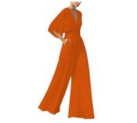 Robe Femme Chic Et Elegant Ensemble Soiree Combinaison De Travail Ceremonie Tailleur Pour Mariage Vetement Pantalon Soirée Tenue Invité Tenues Élégante Ete Invitée Salopette Fourreau,B-Orange,XXL