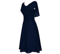 robe femme chic et elegant ete pour cérémonie mi longue robe demoiselle d'honneur femme grande taille epaule denudee robe de soiree cocktail femme mariage invitée bal de promo (Dark Blue, L)