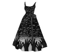 Robe Femme Chic Et Elegant Manche Longue Pirate Hiver Costume Halloween Femme Fantôme Cartoon Sexy Robe De Soirée a Line Simple Steampunk Jupe Faucheuse À La Mode 2#Gris Oscuro 3XL
