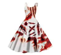 Robe Femme Chic Et Elegant Manche Longue Sexy Hiver Deguisement Halloween Femme Chauve Souris Medieval Horreur Robe De Soirée Corset Simple Ange Jupe Ghostface Rétro 2#Vermillon XL