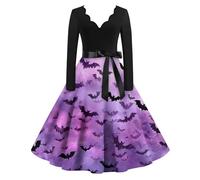 Robe Femme Chic Et Elegant Manche Longue Sorciere Hiver Costume Halloween Femme Infirmiere Cartoon Pirate Robe De Soirée a Line Classique Ange Jupe Faucheuse À La Mode 2#púrpura Ligera XL