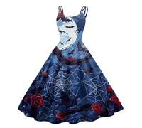 Robe Femme Chic Et Elegant Mariage Fête Soirée Costume Sexy Vampire Robe Élégante Médiévale Déguisements Traditionnelle Effrayante Déguisement Romantique Fantomatique Deguisements (1-Royal Bleu,XL)