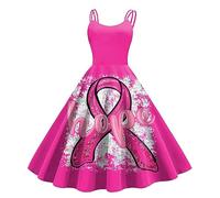 Robe Femme Chic Et Elegant Octobre Rose Longue Imprimé Ruban Cancer du Sein Robes À Manches Courtes Grande Taille Élégant Mariage Cocktail Soirée 2025