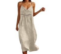 Robe Femme Chic Et Elegant Plage Tunique Annee 50 D'été Caraco Dos Nu Sans Manches Pour Mariage Invitée De Cocktail Longue Débardeur Bordeaux Mi Blanche Soiree Dentelle Courte Sexy Ete Beige L