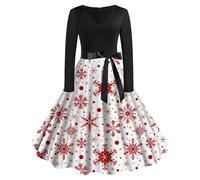 Robe Femme Chic et Elegant,Robe de soirée Chic et Glamour,Jupe -Longue Style, Style rétro, Manches Longues, Couleur Unie Droite Ample (White, S)*