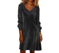 Robe Femme Chic Et Elegant - Robe Paillette Femme Longue Adulte Festive Fete Blazer Dentelle Haut Gala Grande Taille Réveillon Tenue Longue Carnaval Costume 2#Noir XL