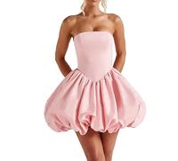Robe Femme Chic Et Elegant Robe Sexy Deguisement Femme Carnaval Dresses Casual Couleur Unie Robes Carnaval sans Manches Dress Décontractée Midi Off Shoulder pour Les Célébrations Rose L