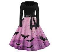 Robe Femme Chic Et Elegant Soiree Gothique Vintage Costumes Sorcière Fête Robes Soirée Sexy Dress Vampire Élégante Dresses Médiévale Traditionnelle Deguisement Costume(1-Lumière Violet,3XL)